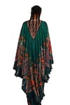 Buy_Rajdeep Ranawat_Green Kaftan Silk Print Boho Floral Band Collar Farah With Dhoti Pant 