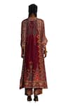 Rajdeep Ranawat_Red Silk, Modal Embroidery V-neck Banera Permaz Print Kimono Tunic With Palazzo _Online_at_Aza_Fashions