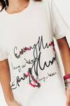 AK-OK_White Cotton Printed Typography Round Neck T-shirt _Online_at_Aza_Fashions