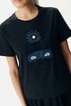 Shop_AK-OK_Black Cotton Abstract Round Neck Patchwork T-shirt _Online_at_Aza_Fashions