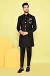 Buy_Aryavir Malhotra_Black Terry Rayon Plain Sherwani With Pant _at_Aza_Fashions