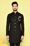 Buy_Aryavir Malhotra_Black Terry Rayon Plain Sherwani With Pant _Online_at_Aza_Fashions