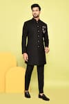 Buy_Aryavir Malhotra_Black Terry Rayon Plain Sherwani With Pant 