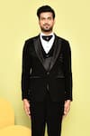 Buy_Aryavir Malhotra_Black Tuxedo And Waistcoat Italian Fabric Embroidered Stone Set 