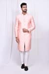 Buy_Aryavir Malhotra_Pink Art Silk Embroidered Thread Sherwani With Pant _at_Aza_Fashions