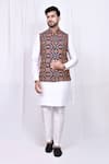 Buy_Aryavir Malhotra_Multi Color Art Silk Embroidered Thread Geometric Pattern Jacket _at_Aza_Fashions