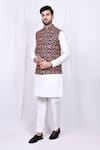 Buy_Aryavir Malhotra_Multi Color Art Silk Embroidered Thread Geometric Pattern Jacket 