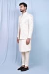 Buy_Aryavir Malhotra_Cream Kurta And Pant Art Silk Embroidered Sequin Mirror Jacket With Set 