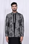 Aryavir Malhotra_Black Kurta And Pant Art Silk Printed Floral Jacket With Set _at_Aza_Fashions