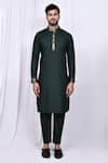 Buy_Aryavir Malhotra_Green Kurta And Pant Art Silk Printed Floral Jacquard Jacket With Set _Online_at_Aza_Fashions