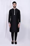 Buy_Aryavir Malhotra_Black Kurta And Pant Art Silk Printed Stripe Abstract Jacket With Set _Online_at_Aza_Fashions