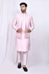 Buy_Aryavir Malhotra_Pink Kurta And Pant Art Silk Embroidered Floral Butta Jacket With Set _at_Aza_Fashions