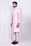 Aryavir Malhotra_Pink Kurta And Pant Art Silk Embroidered Floral Butta Jacket With Set _at_Aza_Fashions