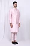 Buy_Aryavir Malhotra_Pink Kurta And Pant Art Silk Embroidered Floral Butta Jacket With Set 