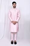 Shop_Aryavir Malhotra_Pink Kurta And Pant Art Silk Embroidered Floral Butta Jacket With Set 