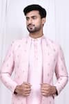 Aryavir Malhotra_Pink Kurta And Pant Art Silk Embroidered Floral Butta Jacket With Set _Online