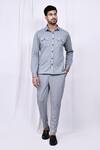 Buy_Arihant Rai Sinha_Grey Shirt Lycra Button Down And Pant Set _at_Aza_Fashions