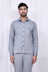 Buy_Arihant Rai Sinha_Grey Shirt Lycra Button Down And Pant Set _Online_at_Aza_Fashions