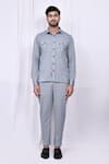 Shop_Arihant Rai Sinha_Grey Shirt Lycra Button Down And Pant Set _Online_at_Aza_Fashions