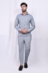 Shop_Arihant Rai Sinha_Grey Shirt Lycra Button Down And Pant Set 