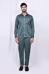 Shop_Arihant Rai Sinha_Green Shirt Suede Solid And Pant Set _Online_at_Aza_Fashions