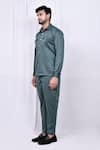 Arihant Rai Sinha_Green Shirt Suede Solid And Pant Set _at_Aza_Fashions