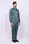 Buy_Arihant Rai Sinha_Green Shirt Suede Solid And Pant Set 