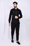 Buy_Arihant Rai Sinha_Black Shirt Lycra Solid Button Down And Pant Set _at_Aza_Fashions