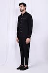 Shop_Arihant Rai Sinha_Black Shirt Lycra Solid Button Down And Pant Set _Online_at_Aza_Fashions