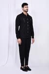 Arihant Rai Sinha_Black Shirt Lycra Solid Button Down And Pant Set _at_Aza_Fashions