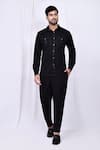 Buy_Arihant Rai Sinha_Black Shirt Lycra Solid Button Down And Pant Set 