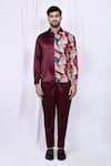 Buy_Arihant Rai Sinha_Maroon Shirt Satin Cotton Solid Button Down Long Sleeve And Pant Set _Online_at_Aza_Fashions