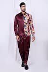 Buy_Arihant Rai Sinha_Maroon Shirt Satin Cotton Solid Button Down Long Sleeve And Pant Set 