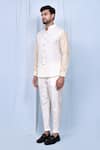 Shop_Arihant Rai Sinha_White Shirt Silk Button Down Band Collar And Pant Set _Online_at_Aza_Fashions