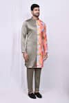 Arihant Rai Sinha_Multi Color Kurta Satin Cotton Printed Floral Blocked And Pant Set _at_Aza_Fashions