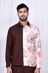 Buy_Arihant Rai Sinha_Multi Color Shirt Satin Cotton Printed Floral Blocked And Pant Set _Online_at_Aza_Fashions