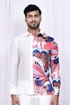 Buy_Arihant Rai Sinha_White Shirt Satin Cotton Printed Floral And Pant Set _Online_at_Aza_Fashions