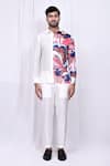 Shop_Arihant Rai Sinha_White Shirt Satin Cotton Printed Floral And Pant Set _Online_at_Aza_Fashions