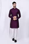 Buy_Arihant Rai Sinha_Purple Art Silk Plain Kurta And Pant Set _at_Aza_Fashions