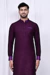 Buy_Arihant Rai Sinha_Purple Art Silk Plain Kurta And Pant Set _Online_at_Aza_Fashions