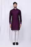 Shop_Arihant Rai Sinha_Purple Art Silk Plain Kurta And Pant Set _Online_at_Aza_Fashions