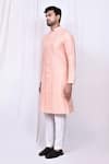 Arihant Rai Sinha_Peach Art Silk Printed Chevron Kurta And Pant Set _at_Aza_Fashions