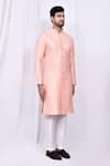 Buy_Arihant Rai Sinha_Peach Art Silk Printed Chevron Kurta And Pant Set 