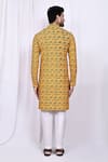 Shop_Arihant Rai Sinha_Yellow Kurta Cotton Printed Om Mahakal And Pant Set _at_Aza_Fashions