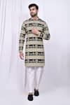 Buy_Arihant Rai Sinha_Black Kurta Cotton Printed Om Mahakal And Pant Set 