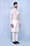 Arihant Rai Sinha_White Art Silk Embroidered Thread Kurta And Pant Set _at_Aza_Fashions