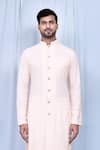 Shop_Arihant Rai Sinha_Cream Cotton, Silk Embroidery Bullian Bloom Kurta With Pant _Online_at_Aza_Fashions