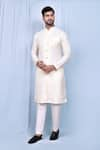 Buy_Arihant Rai Sinha_Cream Jacquard Silk Woven Geometric Jaal Kurta With Pant _at_Aza_Fashions