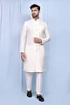 Arihant Rai Sinha_Cream Jacquard Silk Woven Geometric Jaal Kurta With Pant _at_Aza_Fashions