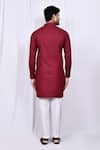 Shop_Arihant Rai Sinha_Maroon Linen Cotton Solid Kurta With Pant _at_Aza_Fashions